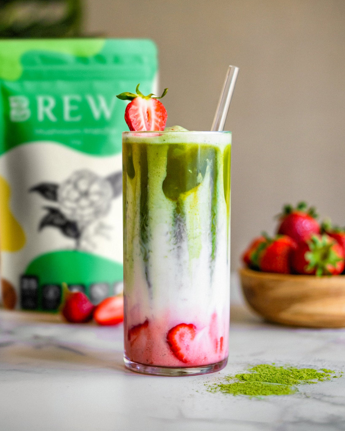 Strawberry Matcha Iced Latte